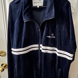 Sergio Tacchini Navy and White Track Jacket
